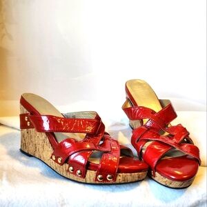 Red Wedge Sandals
